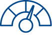 Industrial Cyber Incident Response Icon of a gauge dial, representing rapid Industrial cyber incident responses and performance monitoring.