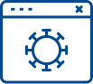 Browser window icon with a gear and threat symbol, representing insider threat investigation processes.