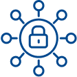Padlock icon with connected network nodes — representing secure litigation support digital forensics services