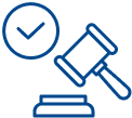 Provide clear, defensible evidence Icon of a checkmark and gavel, symbolising tools that provide clear, defensible evidence for legal cases.