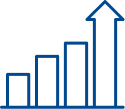 Ascending bar chart icon with upward arrow — representing scalable digital evidence analysis police solutions