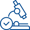 Icon of a microscope with a checkmark, representing tools that support regulatory investigation processes.